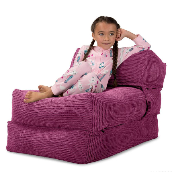 Avery Fauteuil Futon Unique - Pompon Rose Fabric Close-up Image