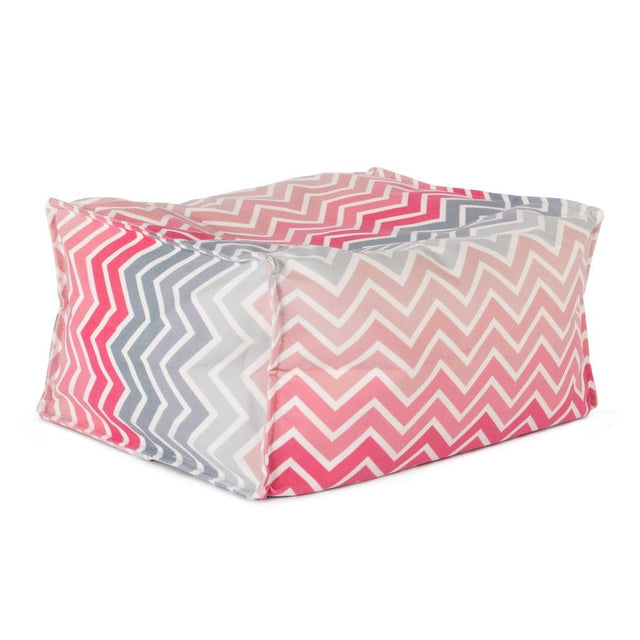 LOUNGE PUG -Imprimé Géométrique Chevron - Pouf Repose Pied - Rose