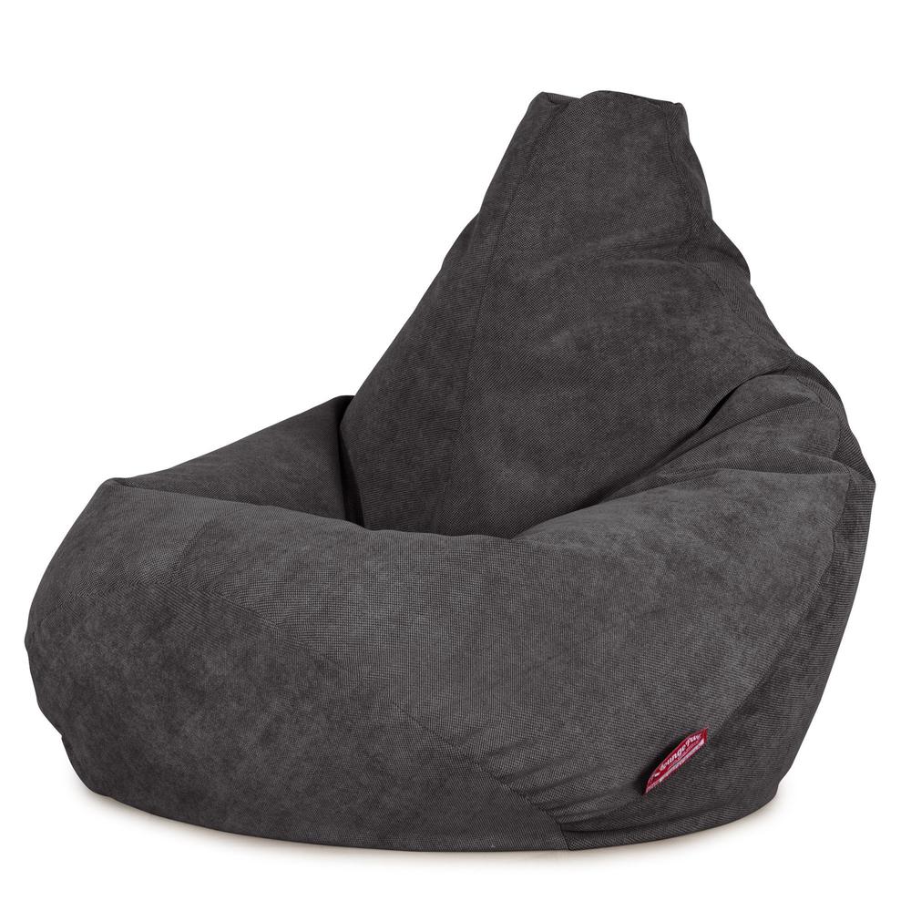 LOUNGE PUG - Pouf Poire Gamer - Poire - Gaufre Anthracite