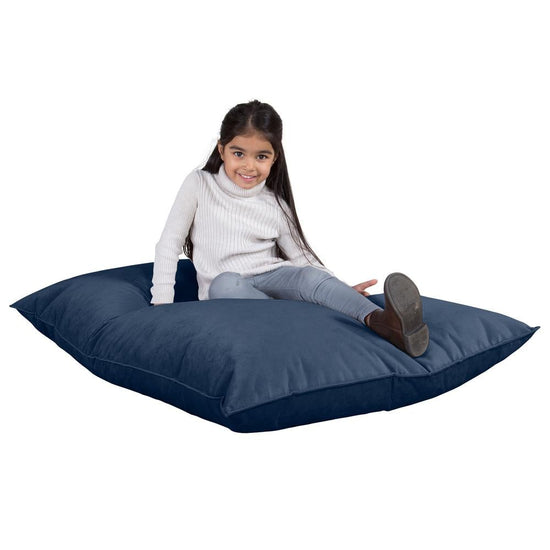 LOUNGE PUG -  Velours  - Gros Pouf Enfant, Pouf Geant Enfant - Bleu Marine