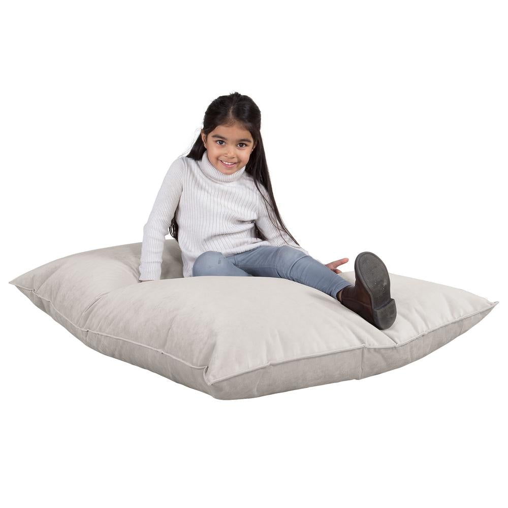 LOUNGE PUG -  Velours  - Gros Pouf Enfant, Pouf Geant Enfant - Argent