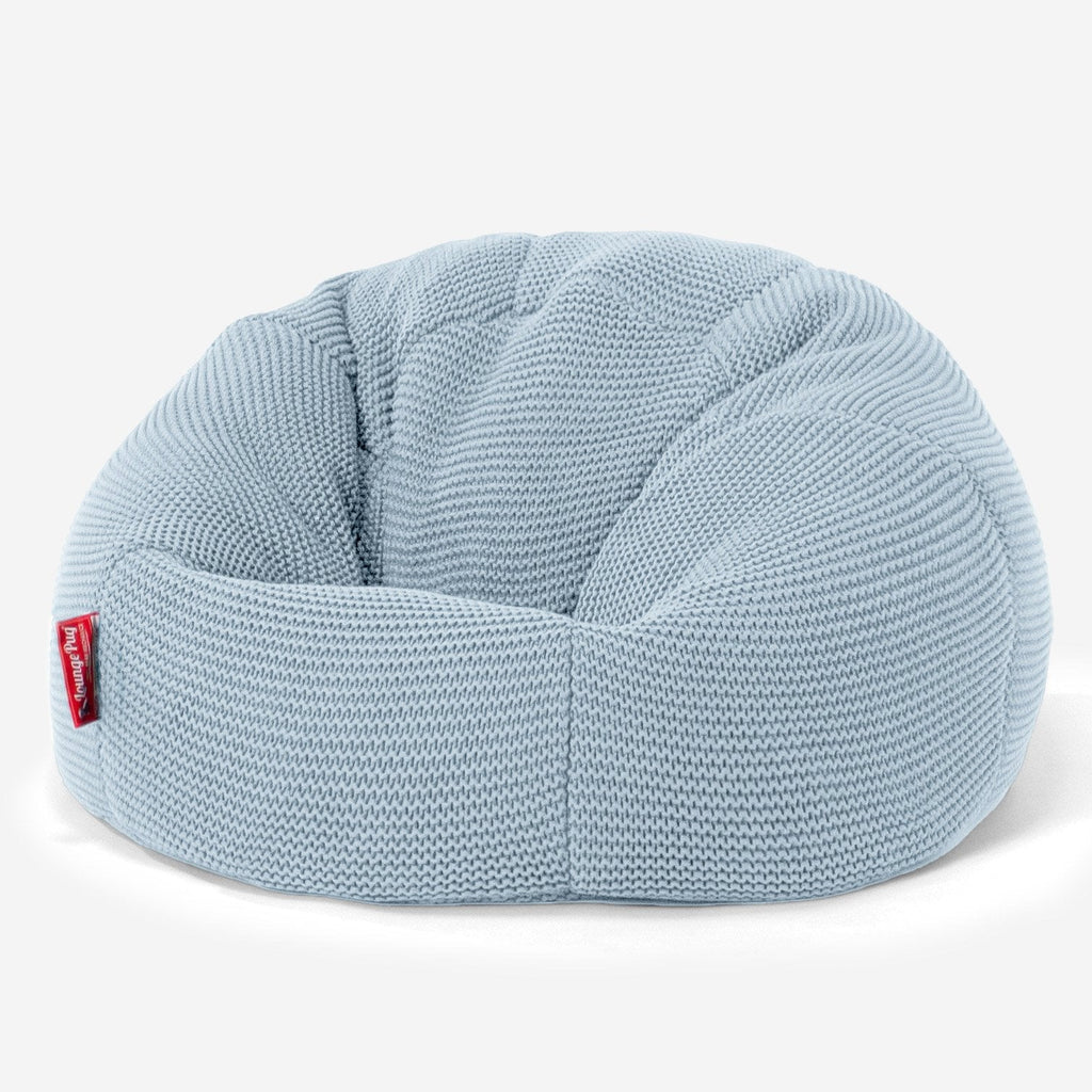 LOUNGE PUG - ELLOS Tricoté - Pouf Enfant - Pouf Poire Classique Enfant - Bleu Brumeux