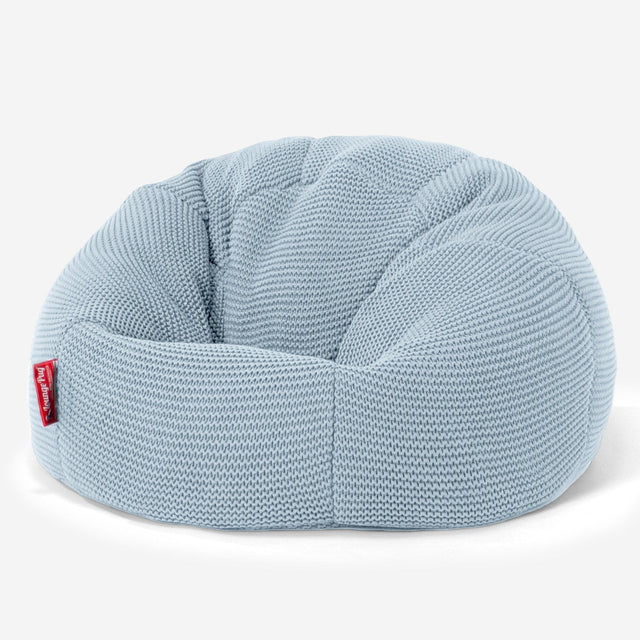 LOUNGE PUG - ELLOS Tricoté - Pouf Enfant - Pouf Poire Classique Enfant - Bleu Brumeux