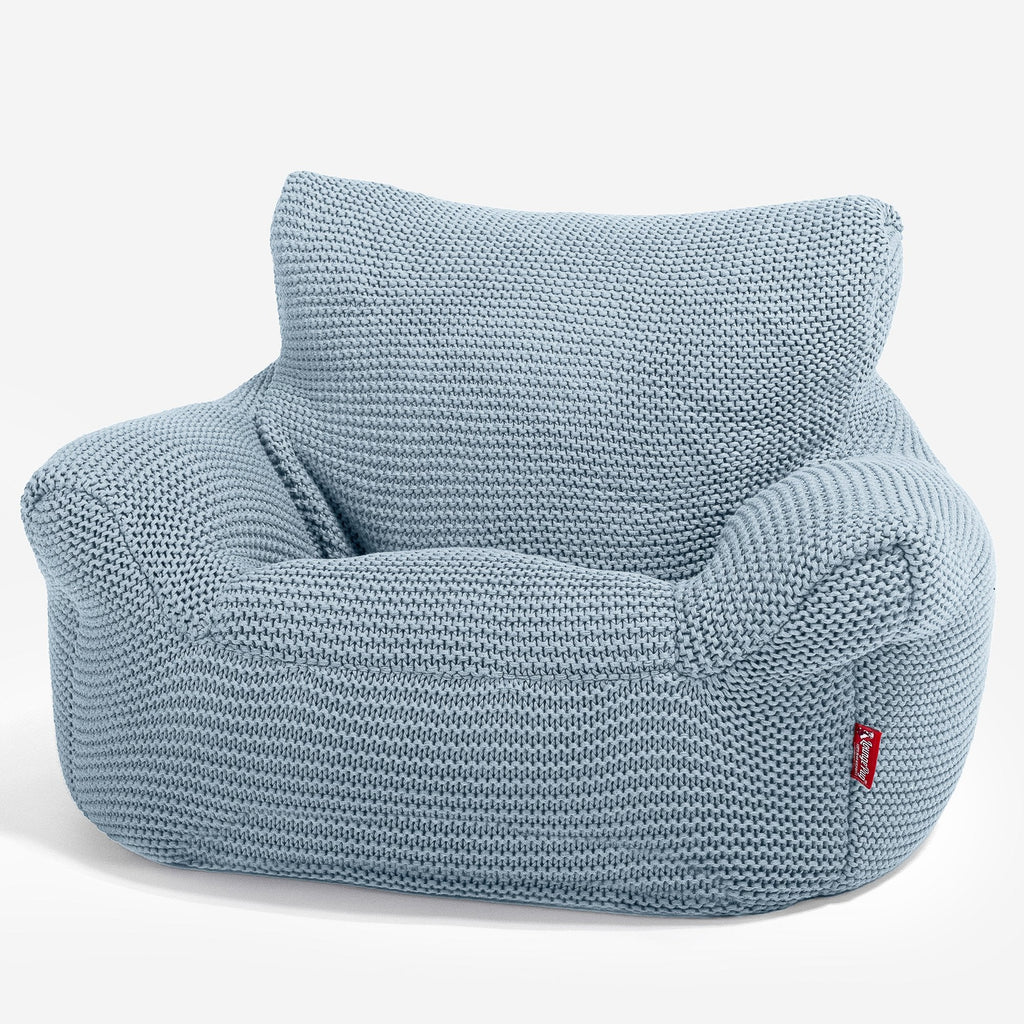LOUNGE PUG -  Ellos Tricoté - Fauteuil Enfant, Pouf Enfant - Bleu Brumeux