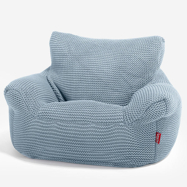 LOUNGE PUG -  Ellos Tricoté - Fauteuil Enfant, Pouf Enfant - Bleu Brumeux