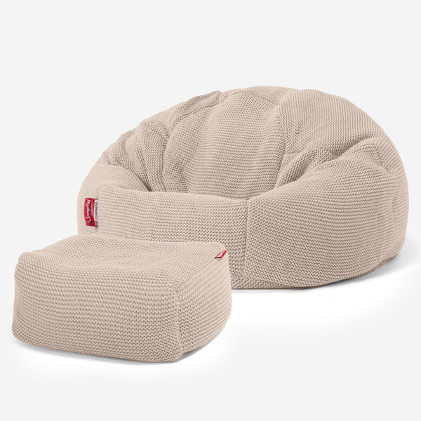 LOUNGE PUG -  Ellos Tricoté  - Pouf Poire Classique - Crème