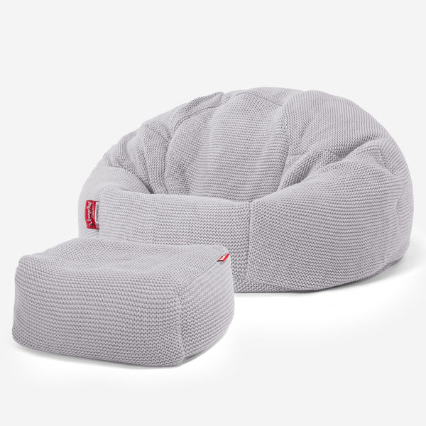 LOUNGE PUG -  Ellos Tricoté  - Pouf Poire Classique - Gris clair