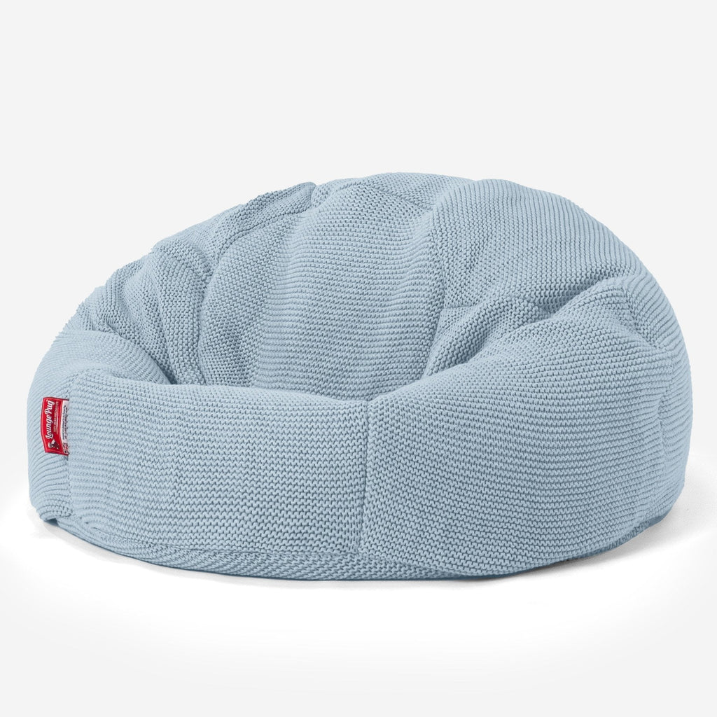 LOUNGE PUG -  Ellos Tricoté  - Pouf Poire Classique - Bleu Brumeux