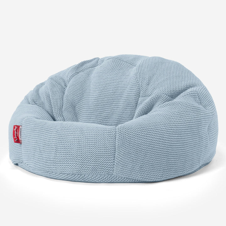 LOUNGE PUG -  Ellos Tricoté  - Pouf Poire Classique - Bleu Brumeux