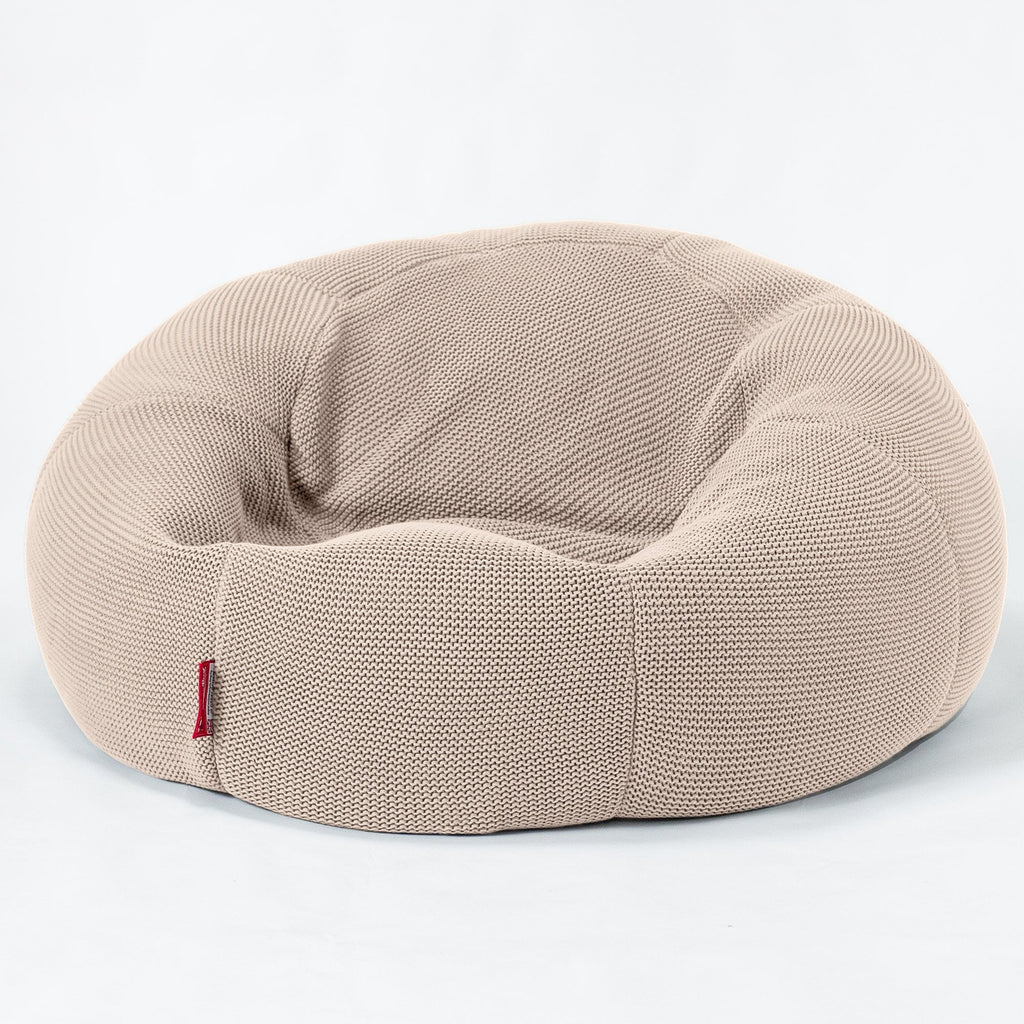 LOUNGE PUG - Pouf Canapé Classique - Pouf Geant - Ellos Tricoté Crème