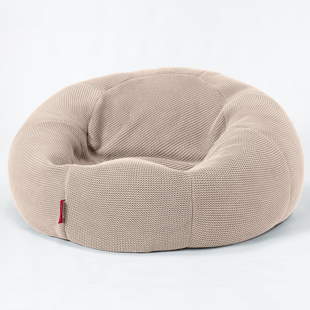 LOUNGE PUG - Pouf Canapé Classique - Pouf Geant - Ellos Tricoté Crème