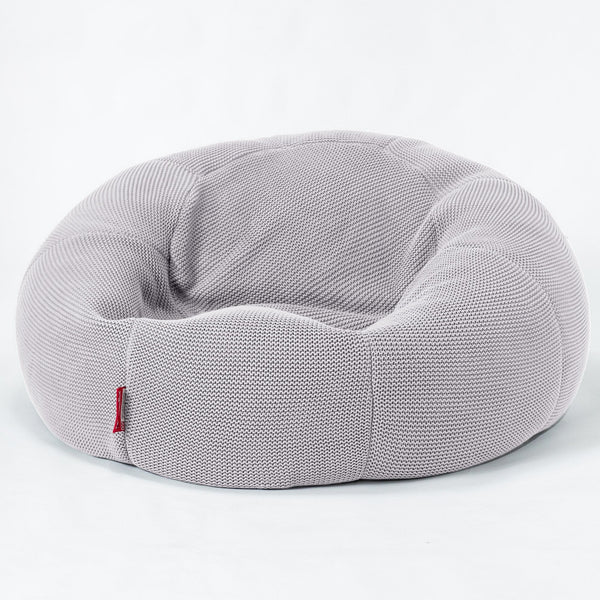LOUNGE PUG - Pouf Canapé Classique - Pouf Geant - Ellos Tricoté Gris clair