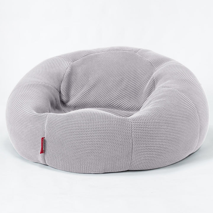 LOUNGE PUG - Pouf Canapé Classique - Pouf Geant - Ellos Tricoté Gris clair