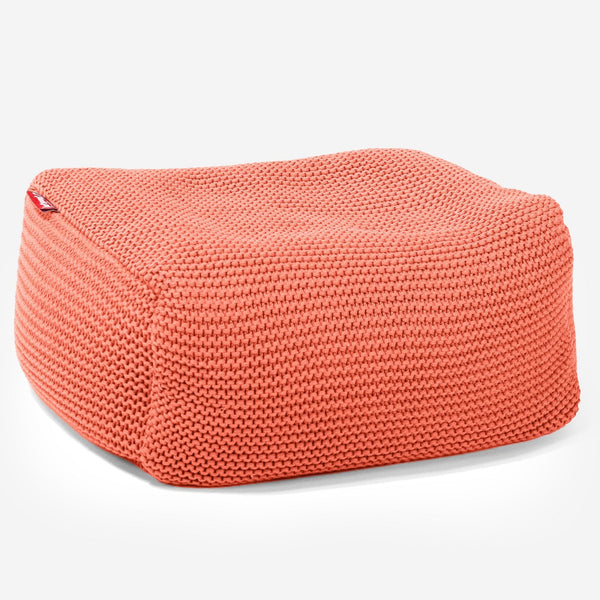 LOUNGE PUG -  Ellos Tricoté - Pouf Repose Pied - Corail