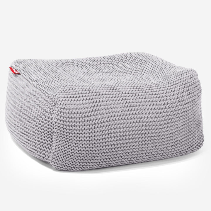 LOUNGE PUG -  Ellos Tricoté - Pouf Repose Pied - Gris clair