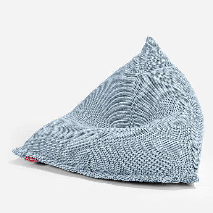 LOUNGE PUG - Gros Pouf Poire - Ellos Tricoté Bleu Brumeux