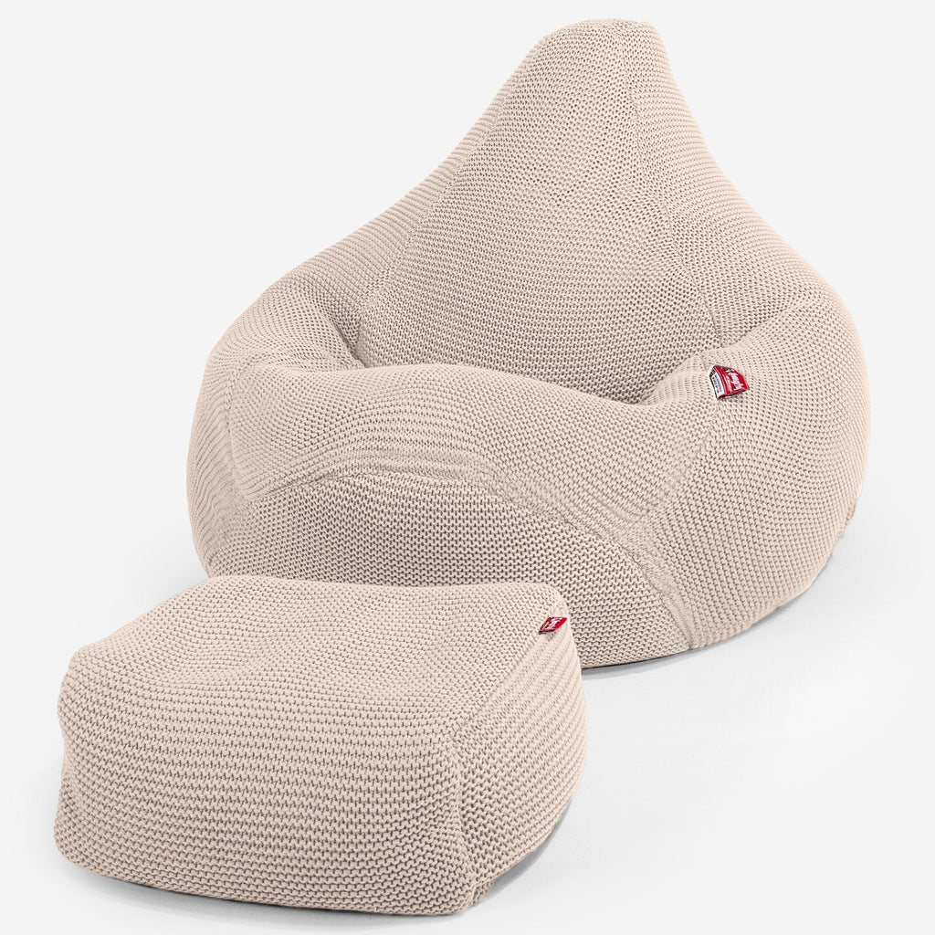 LOUNGE PUG - Pouf Poire Gamer - Poire - Ellos Tricoté Crème