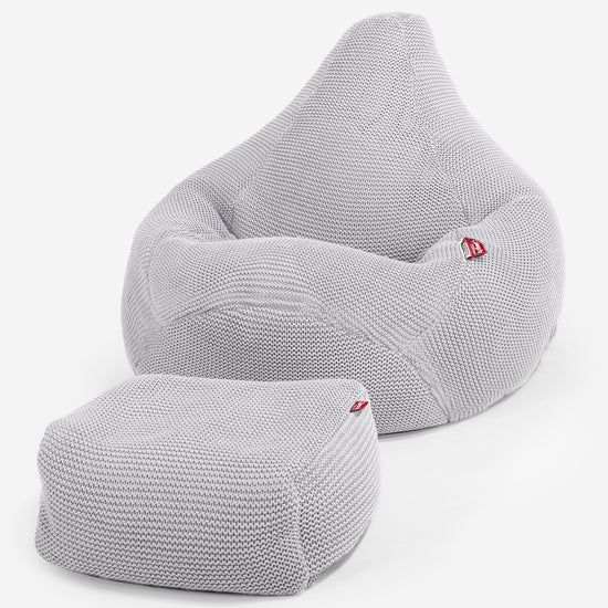 LOUNGE PUG - Pouf Poire Gamer - Poire - Ellos Tricoté Gris clair
