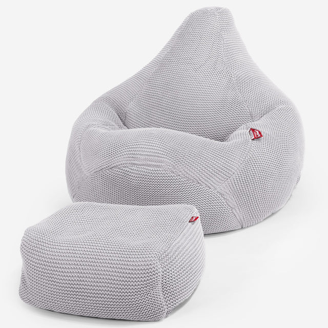 LOUNGE PUG - Pouf Poire Gamer - Poire - Ellos Tricoté Gris clair
