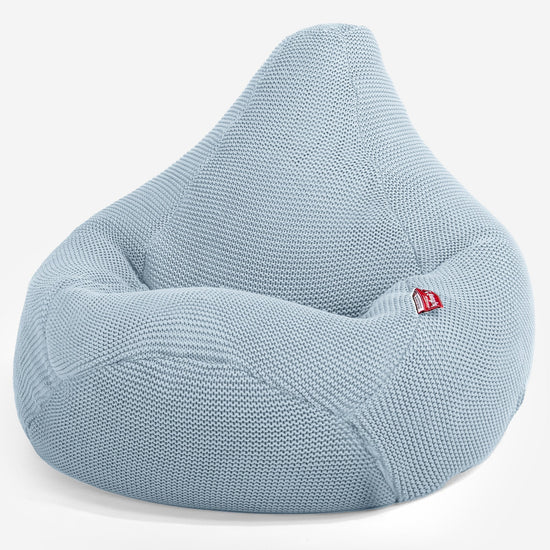 LOUNGE PUG - Pouf Poire Gamer - Poire - Ellos Tricoté Bleu Brumeux