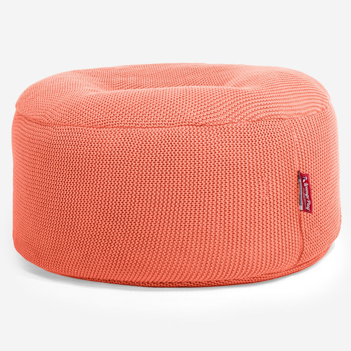 LOUNGE PUG -  Ellos Tricoté - Pouf Design Rond - Corail