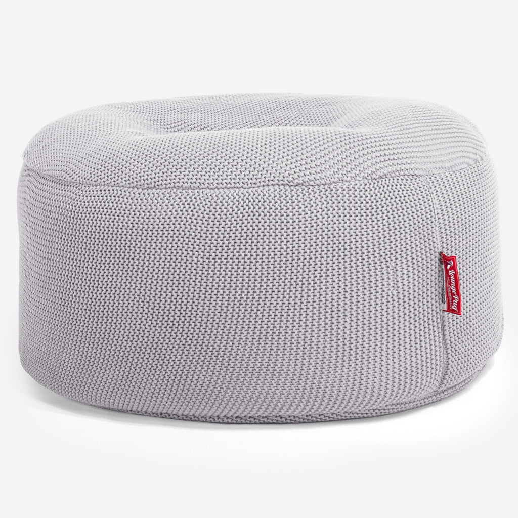 LOUNGE PUG -  Ellos Tricoté - Pouf Design Rond - Gris clair