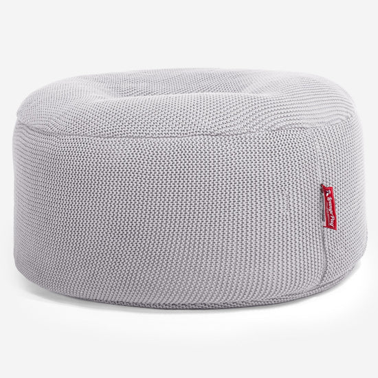 LOUNGE PUG -  Ellos Tricoté - Pouf Design Rond - Gris clair