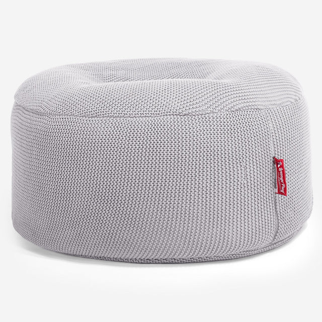 LOUNGE PUG -  Ellos Tricoté - Pouf Design Rond - Gris clair