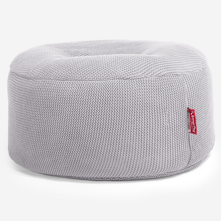 LOUNGE PUG -  Ellos Tricoté - Pouf Design Rond - Gris clair