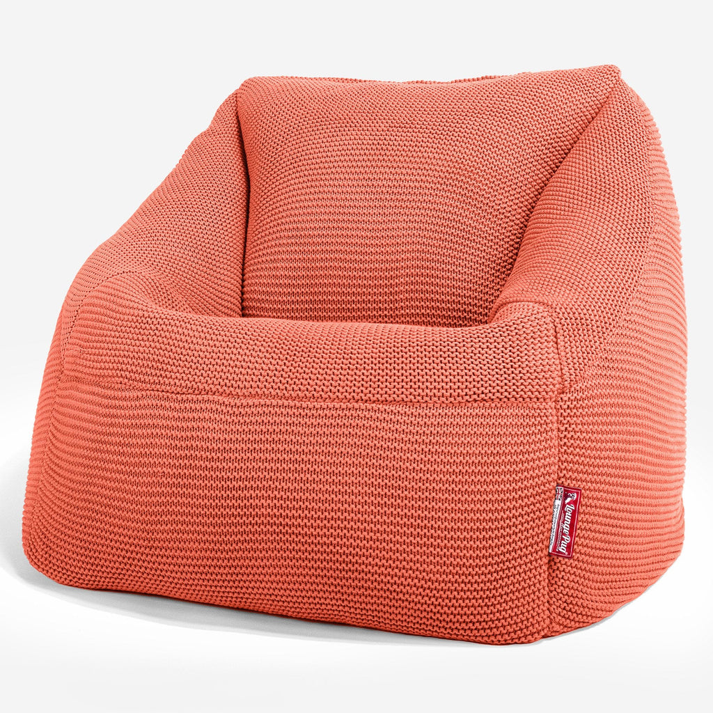 Lounge Pug - Ellos Tricoté - Pouf Chaise Nautilus - Pouf Fauteuil - Corail