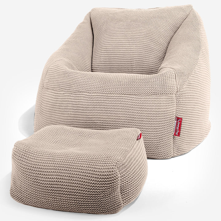 Lounge Pug - Ellos Tricoté - Pouf Chaise Nautilus - Pouf Fauteuil - Crème