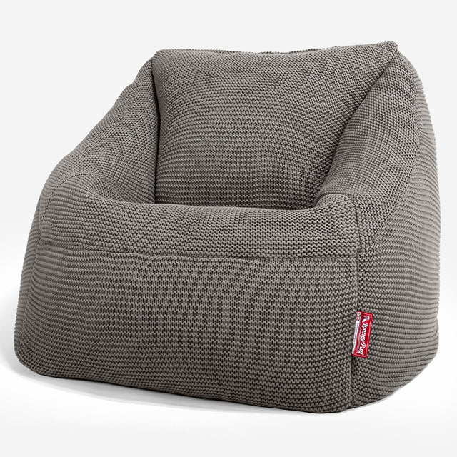 Lounge Pug - Ellos Tricoté - Pouf Chaise Nautilus - Pouf Fauteuil - Gris