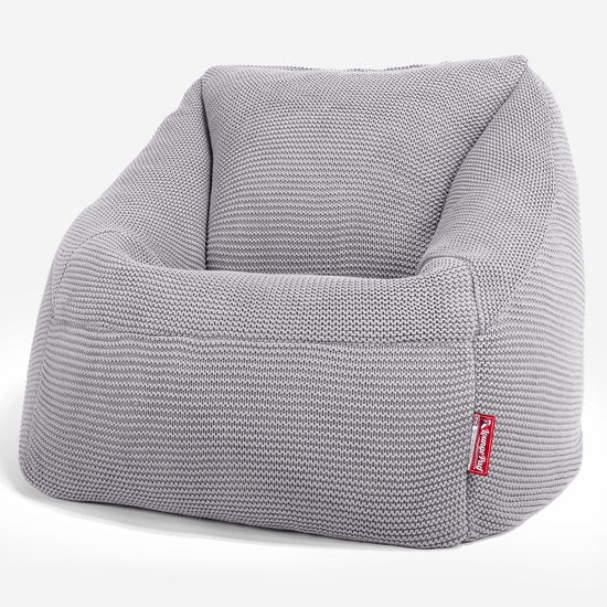 Lounge Pug - Ellos Tricoté - Pouf Chaise Nautilus - Pouf Fauteuil - Gris clair