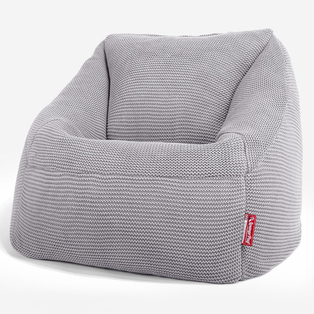 Lounge Pug - Ellos Tricoté - Pouf Chaise Nautilus - Pouf Fauteuil - Gris clair