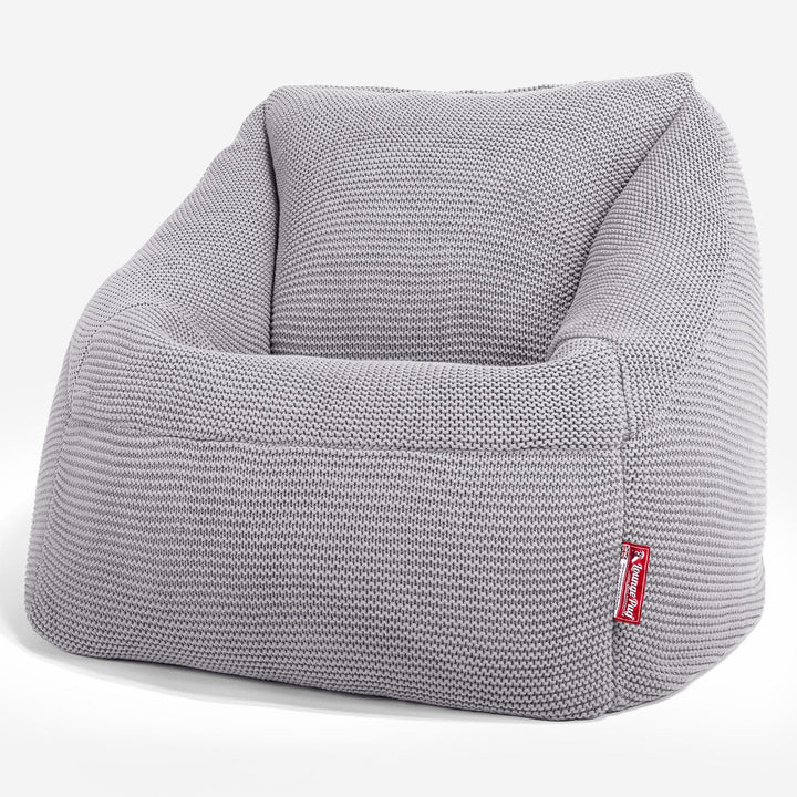 Lounge Pug - Ellos Tricoté - Pouf Chaise Nautilus - Pouf Fauteuil - Gris clair