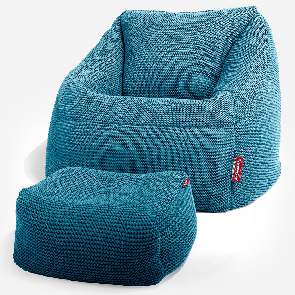 Lounge Pug - Ellos Tricoté - Pouf Chaise Nautilus - Pouf Fauteuil - Mer égée