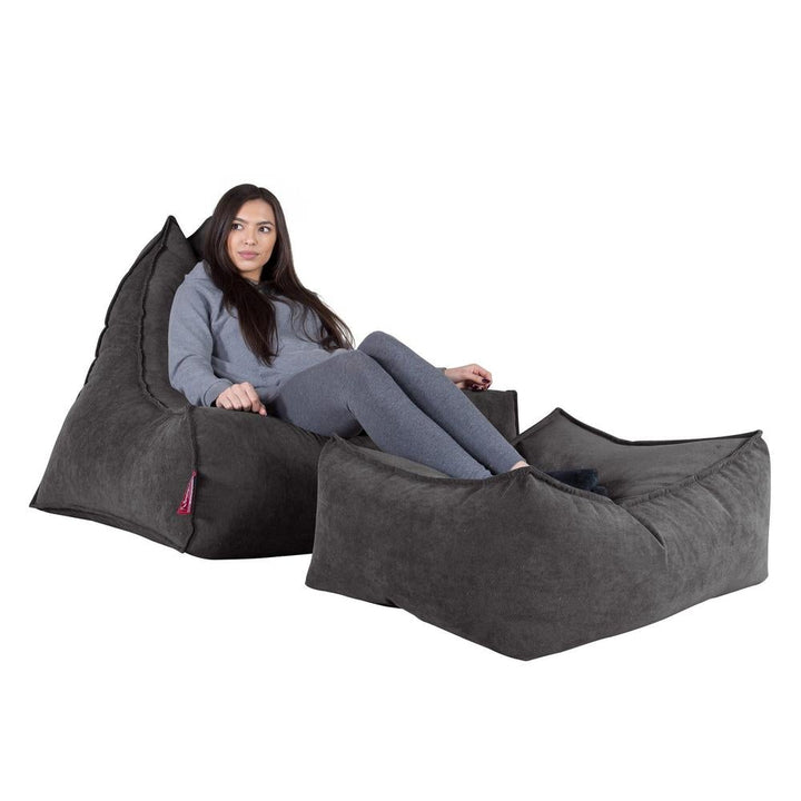 LOUNGE PUG, Gros Pouf Repose Pied, Gaufre Graphite
