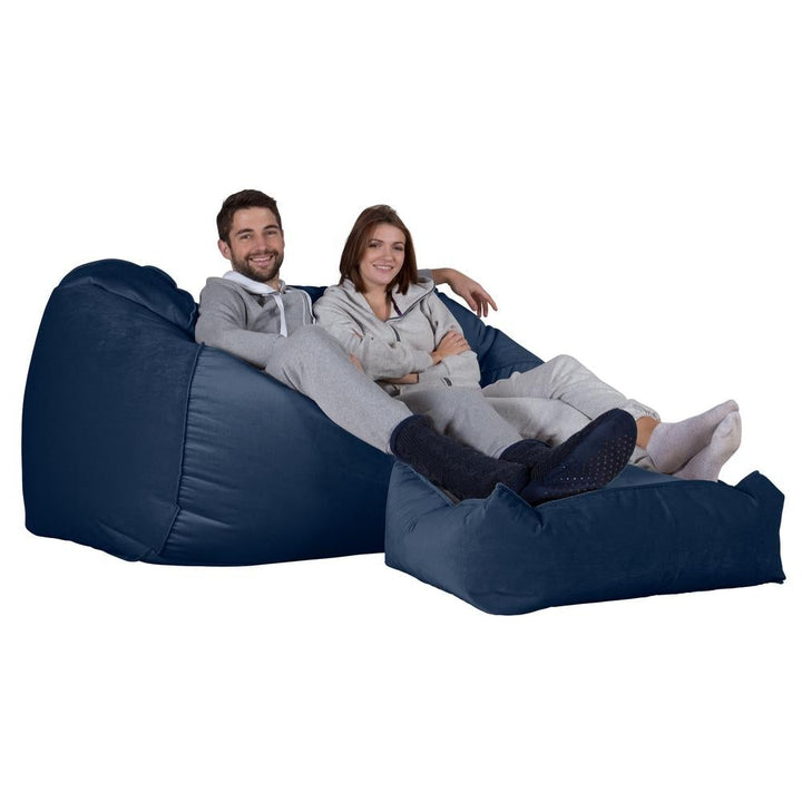 LOUNGE PUG, Gros Pouf Canapé, Pouf Geant, Velours Bleu Marine