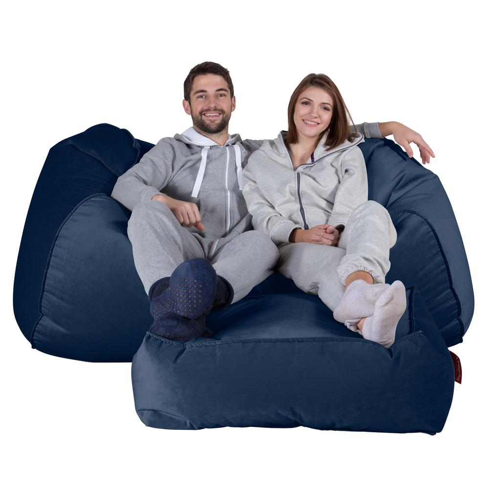 LOUNGE PUG, Gros Pouf Canapé, Pouf Geant, Velours Bleu Marine