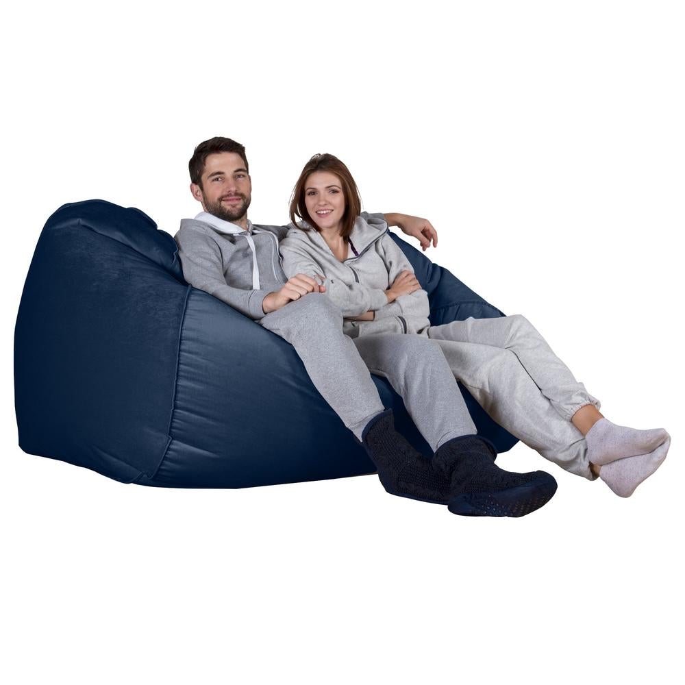 LOUNGE PUG, Gros Pouf Canapé, Pouf Geant, Velours Bleu Marine