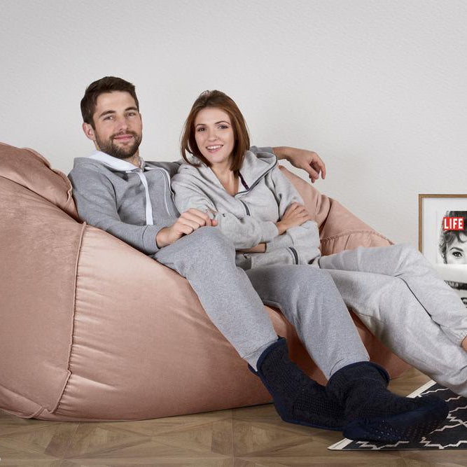 LOUNGE PUG, Gros Pouf Canapé, Pouf Geant, Velours Rose