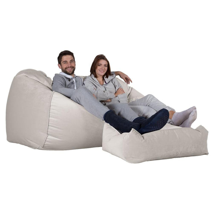 LOUNGE PUG, Gros Pouf Canapé, Pouf Geant, Velours Argent