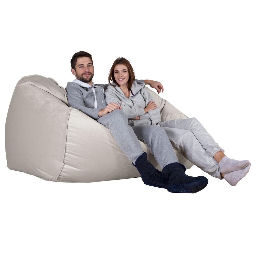 LOUNGE PUG, Gros Pouf Canapé, Pouf Geant, Velours Argent