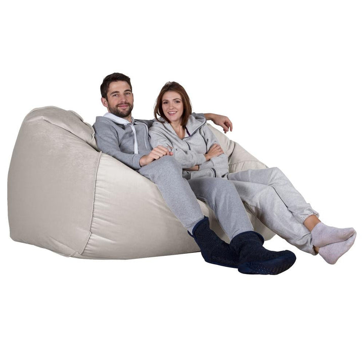 LOUNGE PUG, Gros Pouf Canapé, Pouf Geant, Velours Argent