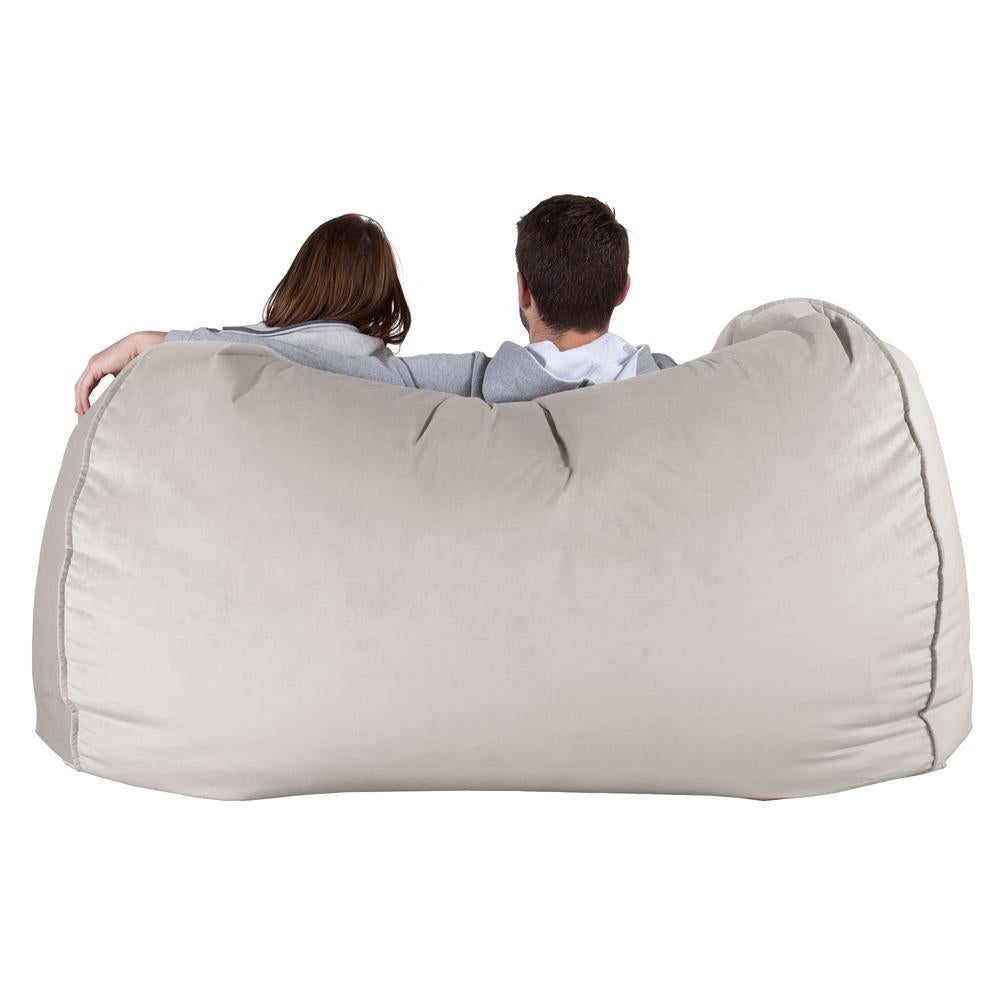 LOUNGE PUG, Gros Pouf Canapé, Pouf Geant, Velours Argent