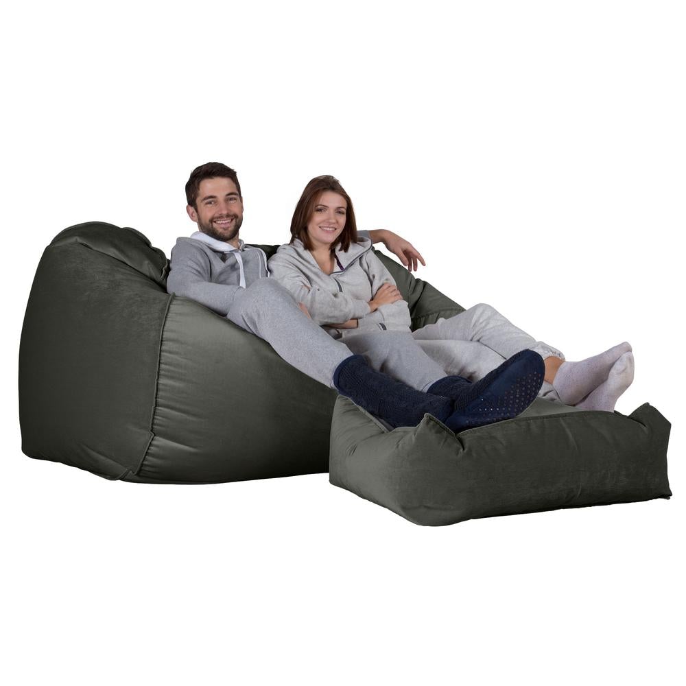 LOUNGE PUG, Gros Pouf Canapé, Pouf Geant, Velours Anthracite