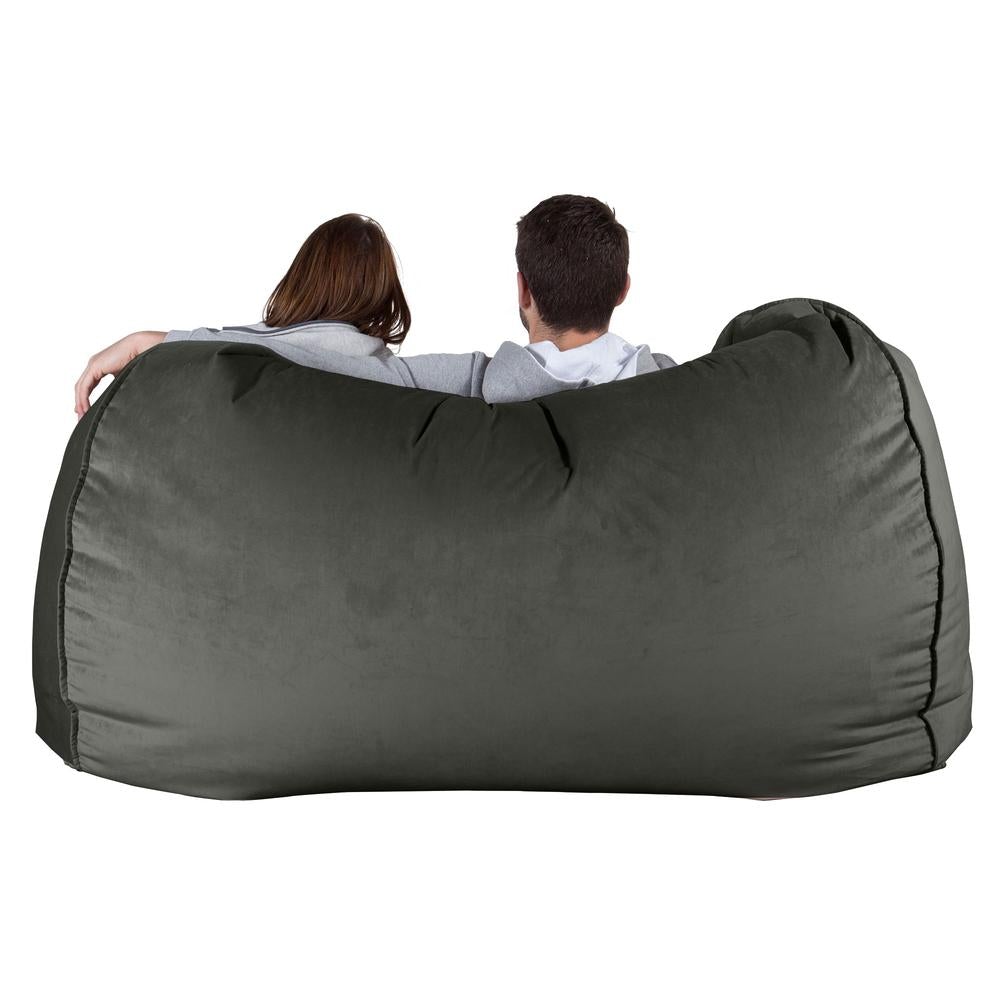 LOUNGE PUG, Gros Pouf Canapé, Pouf Geant, Velours Anthracite