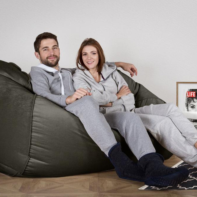 LOUNGE PUG, Gros Pouf Canapé, Pouf Geant, Velours Anthracite