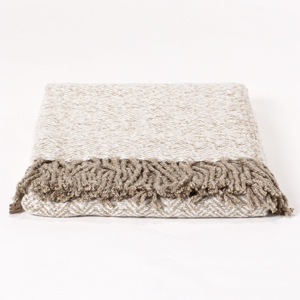 LOUNGE PUG, Plaid / Couverture Sherpa, à chevrons Taupe