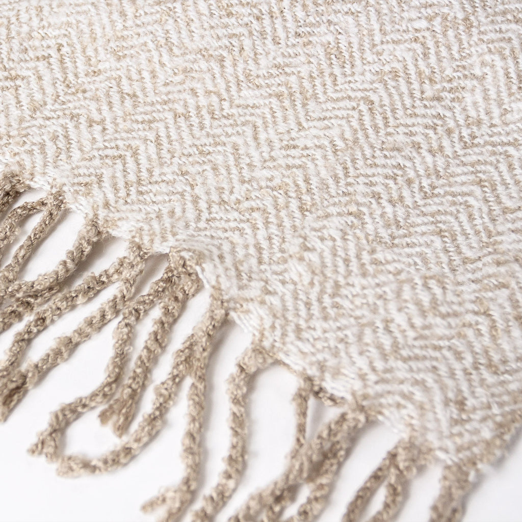 LOUNGE PUG, Plaid / Couverture Sherpa, à chevrons Taupe
